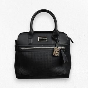 Christian Lacroix Black Double Handle Vegan Leather Luxe Medicine Doctor Purse